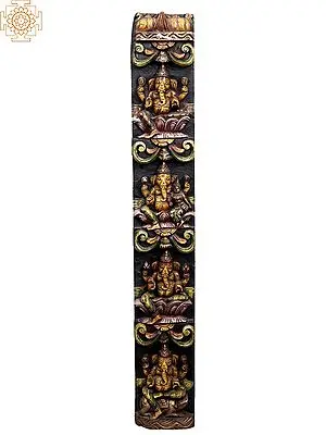 Carved Wooden Ganesha Wall Art - 37 Inch Panel