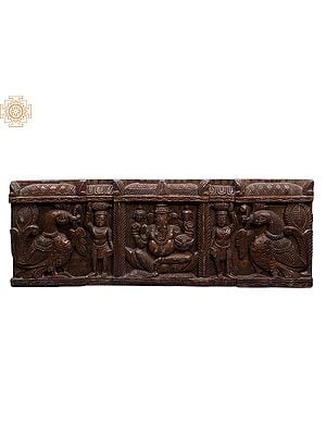 32" Large Wooden Lord Ganesha Panel