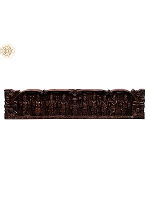 35" Large Wooden Dashavatara of Lord Vishnu Wall Panel