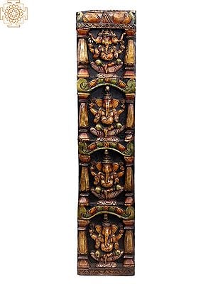 36" Large Wooden Lord Vighnaharta Ganesha Panel