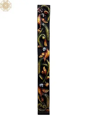 Large Wood Wall Panel Featuring Carved Parrots and Floral Motifs