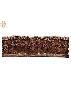 36" Large Wooden Lord Vishnu's Dashavatara Panel