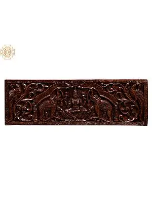 36" Large Wooden Gaja Lakshmi Wall Panel