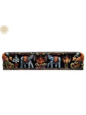 Large Wooden Gaja Ganesha Wall Panel