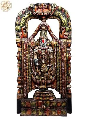 Wooden Sculpture: Lord Tirupati Balaji and Goddess Lakshmi