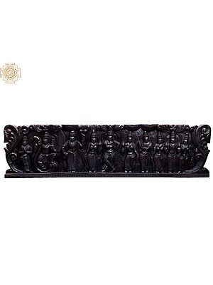 48" Large Wooden Krishna Leela Wall Panel