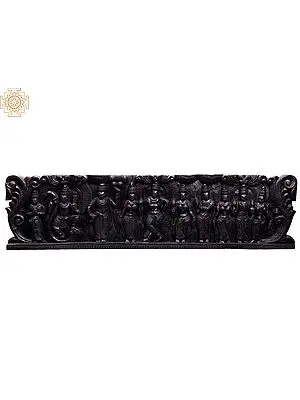 Krishna Leela Wooden Wall Carving - 48 Inches
