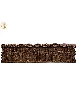 48" Carved Dashavatara Wall Panel Featuring Lord Vishnu's Avatars