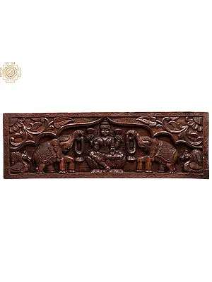 36" Hand-Carved Gaja Lakshmi Panel