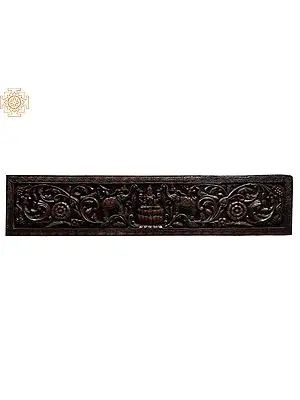 72" Large Wooden Gaja Lakshmi Wall Panel