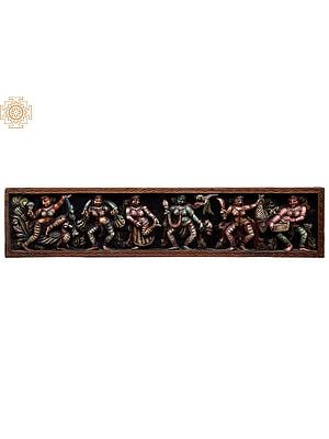 54" Large Wooden Dancing Apsaras Wall Panel