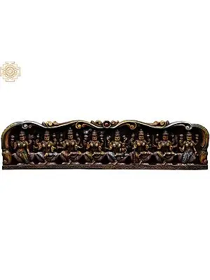 Large Wooden Colorful Ashta Lakshmi Wall Panel