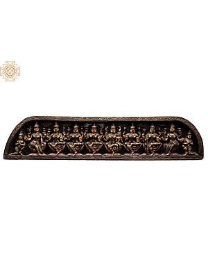 54" Large Wooden Ashta Lakshmi Seated on Lotus Wall Panel