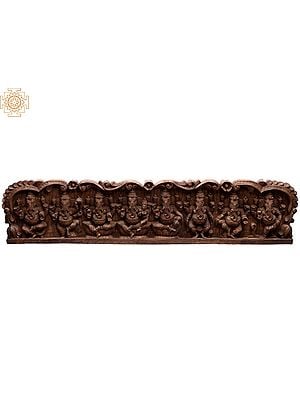 54" Large Wooden Ashta Ganapati Wall Panel