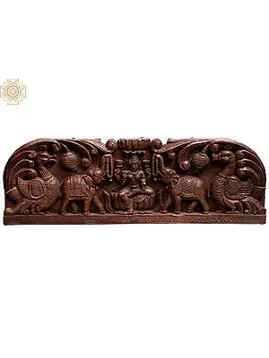 36" Gaja Lakshmi Large Wooden Wall Panel