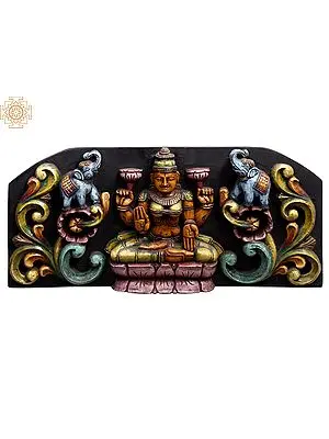 24" Wooden Gaja Lakshmi Padmasana Wall Panel