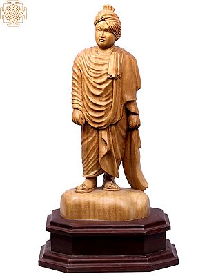 19" Swami Vivekananda Wooden Sculpture