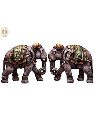 16" Wooden Pair of Decorative Elephant