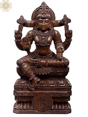 24" Wooden Sitting Lord Vishnu