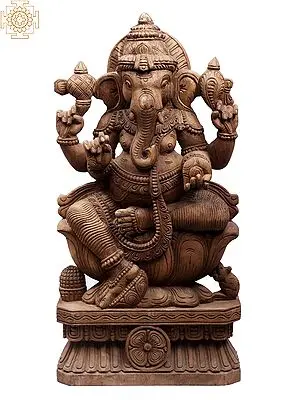 Hand Carved 24" Sitting Ganesha Statue