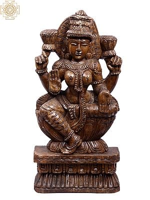 24" Wooden Devi Lakshmi Figurine