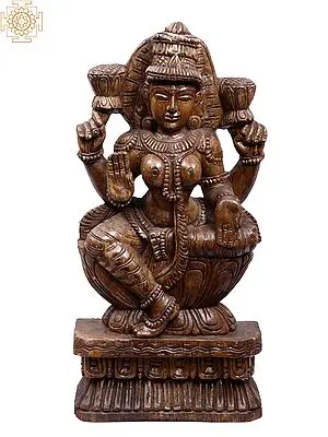 24" Wooden Goddess Lakshmi Figurine