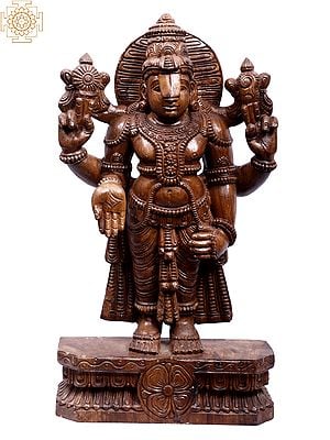 24" Wooden Standing Lord Tirupati Balaji (Venkateshvara)