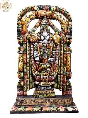 28" Wooden Lord Tirupati Balaji Idol with Goddess Lakshmi
