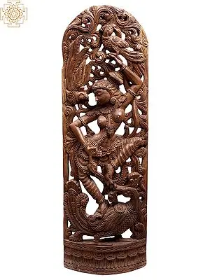 Wooden Carving: Dancing Celestial Apsara Sculpture