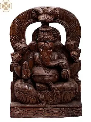 Carved Wooden Ganesha Idol