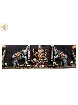 24" Wooden Gaja Ganesha Panel