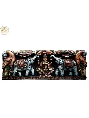 24" Gaja Lakshmi Wood Carving - Goddess of Wealth and Prosperity