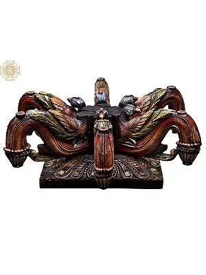 33" Large Wooden Peacock Design Table Base