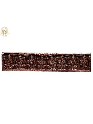 36" Large Wooden Ashta Ganapati Wall Panel