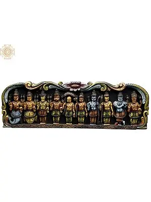 36" Large Wooden Colorful Dashavatara Wall Panel