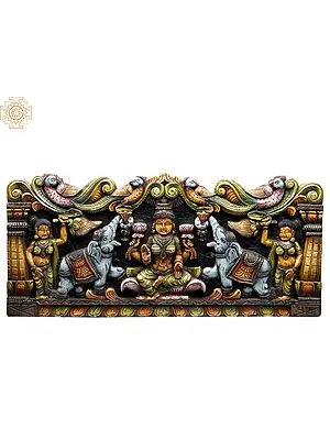 Gaja Lakshmi Wooden Wall Art Panel
