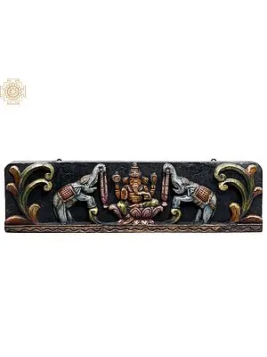 24" Gaja Ganesha Wooden Wall Panel