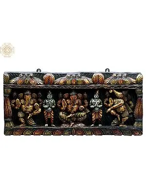 22" Wooden Different Forms of Lord Ganesha Wall Panel