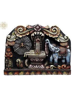 18" Wooden Worship of The Shivalinga Wall Panel