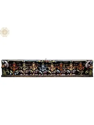 42" Large Wooden Colorful Ashta Ganapati Wall Panel