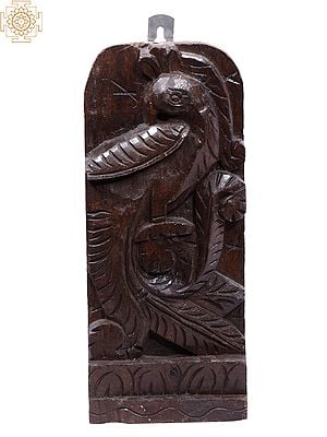 13" Wooden Peacock Wall Hanging Statue