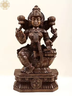 24" Wooden Goddess Lakshmi