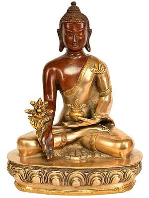9" Medicine Buddha Statue in Brass | Handmade Buddhist Deity Idols