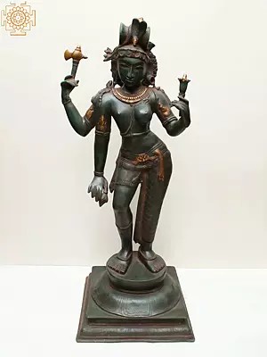 36" Ardhanarishvara Large Size Brass Sculpture | Shiva-Shakti Statue