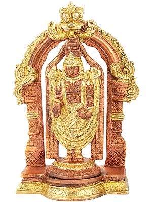 7" Small Lord Venkateshvara as Balaji at Tirupati Brass Sculpture