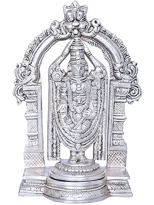 7" Small Lord Venkateshvara as Balaji at Tirupati Brass Sculpture