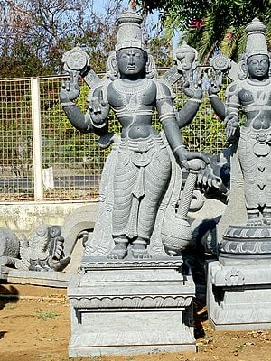 88" Large Standing Bhagawan Vishnu (Perumal) | Shipped by Sea Overseas