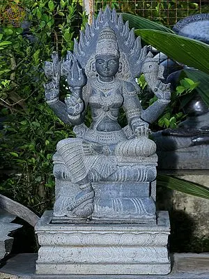 Granite Goddess Mariamman Sculpture - 52 Inch Height