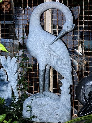 52" Large Crane Bird in Granite Stone