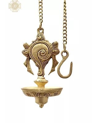 6" Vaishnava Conch Hanging Lamp In Brass